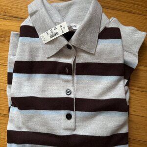 Madewell  Merino Wool striped polo sweater